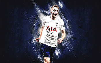 Dejan Kulusevski, Tottenham Hotspur FC, swedish soccer player, midfielder, Kulusevski Tottenham, premier league, blue stone background, football HD wallpaper