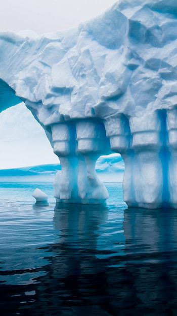 Iceberg, Blue water, Sea reflection, Nature HD phone wallpaper