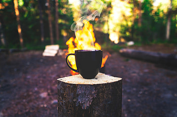 Bonfire, Miscellanea, Miscellaneous, Cup, Drink, Beverage, Steam, Camping, Campsite, Mug HD wallpaper