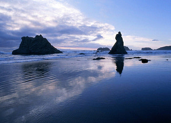 calm waters, blue, oregon, sky, waters, calm, beach HD wallpaper
