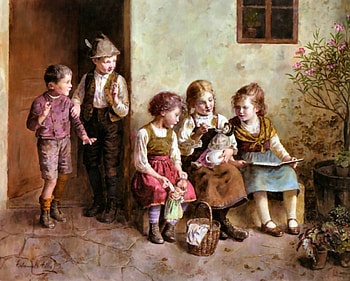 Mahlzeit! F, children, art, Adler, beautiful, illustration, artwork, oldmaster, wide screen, painting, portrait, Edmund Adler, old master, little girls HD wallpaper