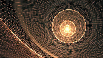 Brown Yellow Circles Glow Lines Abstraction Abstract HD wallpaper