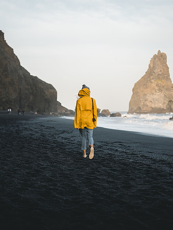 Sea, Beach, Sand, Rocks, Miscellanea, Miscellaneous, Human, Person HD phone wallpaper
