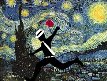 Paint Runner (Starry Night) 2, paint runner, white, leos co, run, starry night, runner, van goh, leos, vincent van goh, rose HD wallpaper