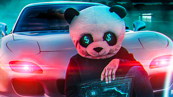 Panda Money Guy , panda, mask, artist, artwork, digital-art HD wallpaper