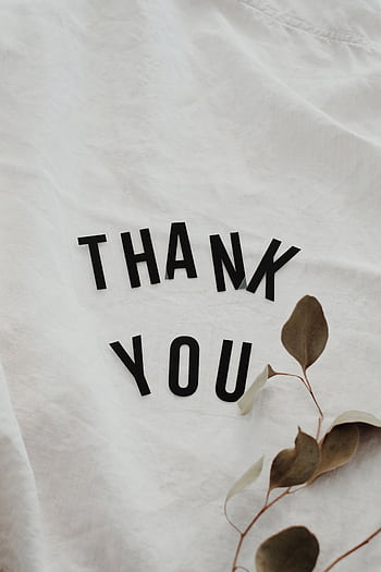 Simple thank you message with eucalyptus on linen background. HD phone wallpaper