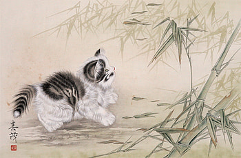 Cat, animal, kitten, drawing HD wallpaper