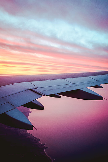 Sky, Twilight, Miscellanea, Miscellaneous, Dusk, Wing, Plane, Airplane, View HD phone wallpaper