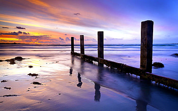 BEACH, sea, props, sunset HD wallpaper