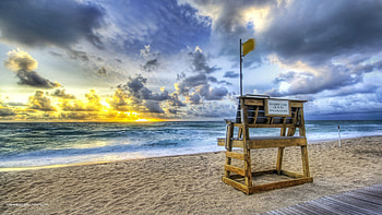 Landscape, Sky, Sea, Clouds, Beach HD wallpaper