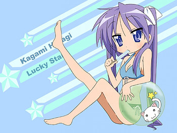 Kagami, bikini, lucky star, anime HD wallpaper