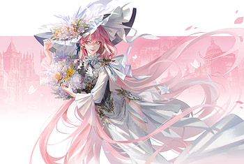 Fantasy girl, shumolly, girl, pink, hat, fantasy HD wallpaper