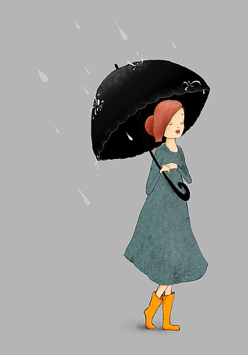Art, Rain, Vector, Girl, Umbrella HD phone wallpaper