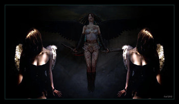 She commands these angels, fantasy, art, girl, angels, woman, dream HD wallpaper