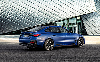 2022, BMW i4, , M50 Gran Coupe, G26, exterior, rear view, new blue i4, blue i4 Gran Coupe, electric cars, German cars, BMW HD wallpaper