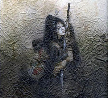 Luis Royo, girl, katana, dark HD wallpaper