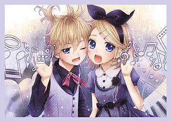 Len and Rin, rin kagamine, twins, kagamine rin, blonde hair, vocaloid, kagamine len, len kagamine HD wallpaper