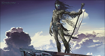 dark warrior, weapon, hairs, , sky, dark, cloud, warrior HD wallpaper