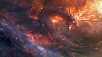 Fierce Ember Dragon, fantasy, dragon HD wallpaper