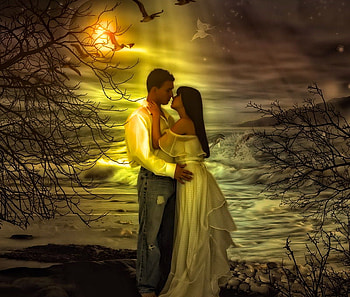Under the Moonlight, people, moon, moonlight, love HD wallpaper