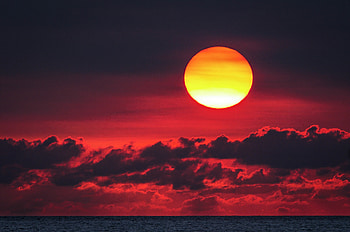 Sunset, Sea, Sun, Clouds, Dark HD wallpaper