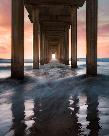 Nature, Water, Sea, Waves, Pier, Posts, Pillars HD phone wallpaper