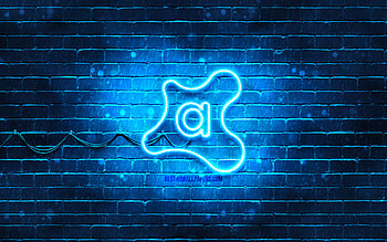 Avast blue logo, , blue brickwall, Avast logo, antivirus software, Avast neon logo, Avast HD wallpaper