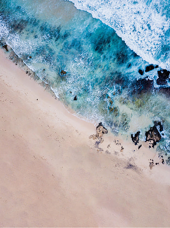 Nature, Sea, Waves, Beach, View From Above, Shore, Bank HD phone wallpaper