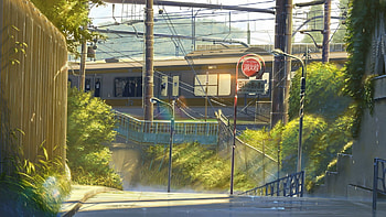 Train anime, Brown and gray, Urban street, Ambiance HD wallpaper