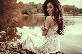 White Dress Girl Lake Side , white-dress, girls, model HD wallpaper