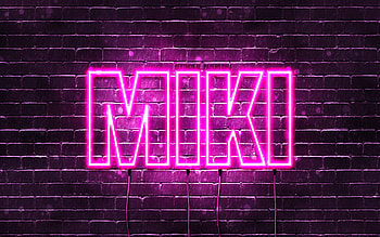 Happy Birtay Miki, , pink neon lights, Miki name, creative, Miki Happy Birtay, Miki Birtay, popular japanese female names, with Miki name, Miki HD wallpaper