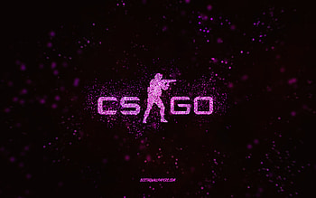 CS GO glitter logo, black background, CS GO logo, Counter-Strike, pink glitter art, CS GO, creative art, CS GO pink glitter logo, Counter-Strike Global Offensive HD wallpaper