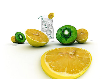 Summer Refreshments, lemons, icewater, abstract, kiwi, drink HD wallpaper