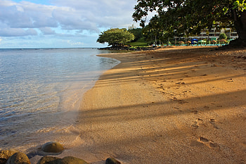 Puu Poa yellow sand beach Princeville Kauai Hawaii, island, kauia, sand, hawaii, Puu Poa, tropical, beach, shore, islands, ocean, sea, exotic, paradise, princeville, beautiful, na pali, north, polynesian, yellow, polynesia HD wallpaper