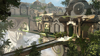 Cloudborne Citadel — Verdant Walkways, fantasy, building HD wallpaper