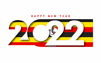 Happy New Year 2022 Uganda, white background, Uganda 2022, Uganda 2022 New Year, 2022 concepts, Uganda, Flag of Uganda HD wallpaper