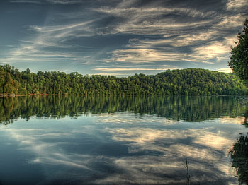 sweet_oblivion, river, reflection, clouds, trees, sky, nature, lake HD wallpaper