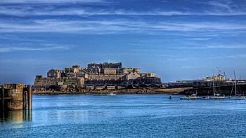 castle fortress at the seashore r, sea, shore, fort, r, castle HD wallpaper