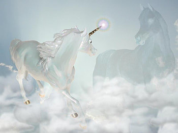 The Unicorn, horse, clouds, horn, unicorn, sky HD wallpaper