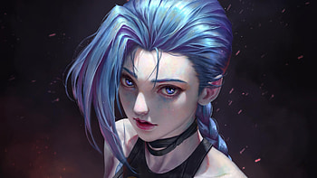Blue Hair Eyes Jinx Arcane HD wallpaper