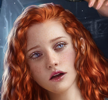 Redhead, fantast, girl, curious, frumusete, art, helena cnockaert, gorgeous, superb, detail, face, luminos HD wallpaper