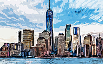 One World Trade Center, New York, dom Tower, , vector art, One World Trade Center drawing, creative art, One World Trade Center art, vector drawing, abstract cityscapes, New York art, USA HD wallpaper