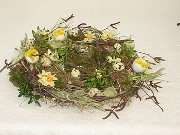 Easter nest, easter, flowers, eggs, nest HD wallpaper