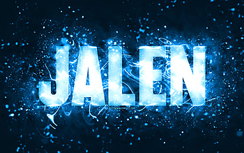 Happy Birtay Jalen, , blue neon lights, Jalen name, creative, Jalen Happy Birtay, Jalen Birtay, popular american male names, with Jalen name, Jalen HD wallpaper