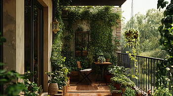 Serene Balcony Garden: A Stunning Ultra, balcony, garden, plant HD wallpaper