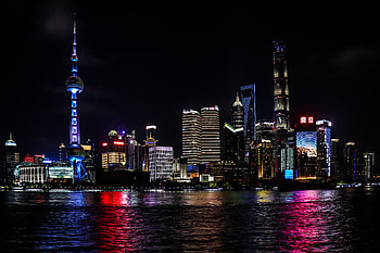 Cities, Water, Night, Architecture, Building, Tower HD wallpaper