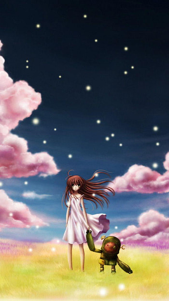 Pink sky, anime HD phone wallpaper