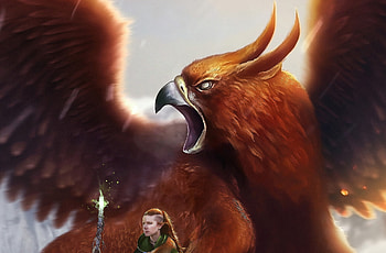 Griffins, Mythical creatures, Griffin king, Matte painting HD wallpaper