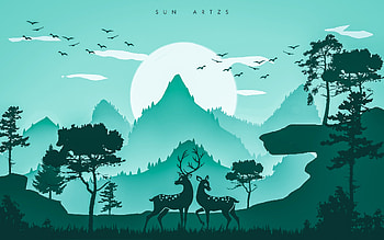 Deer Illustration sky, atmosphere HD wallpaper