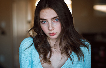 Gray eyes, beautiful, woman model HD wallpaper
